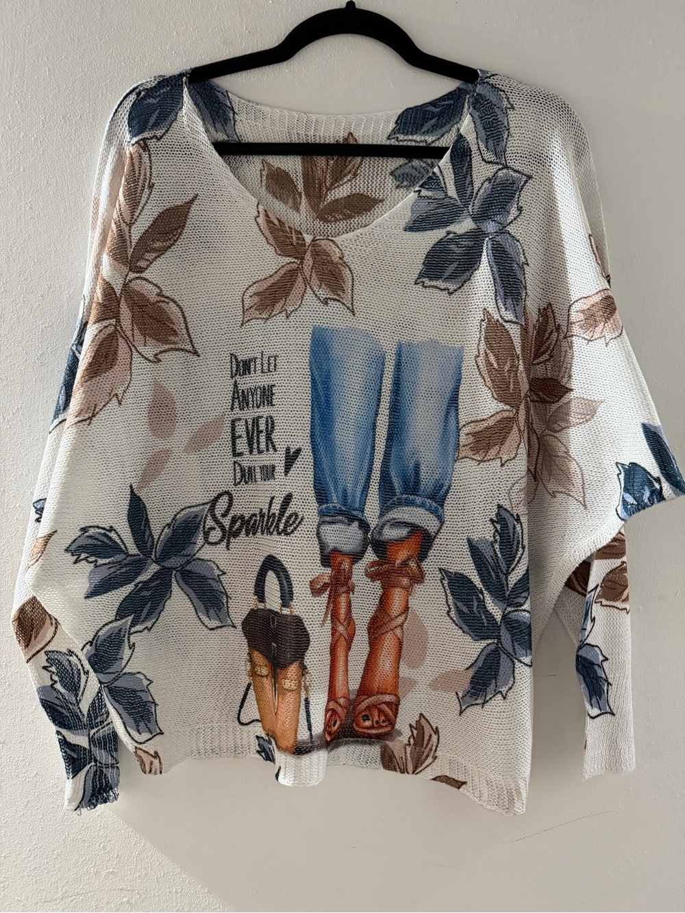 MADE IN ITALY Colorful Abstract Face Print Women's Top